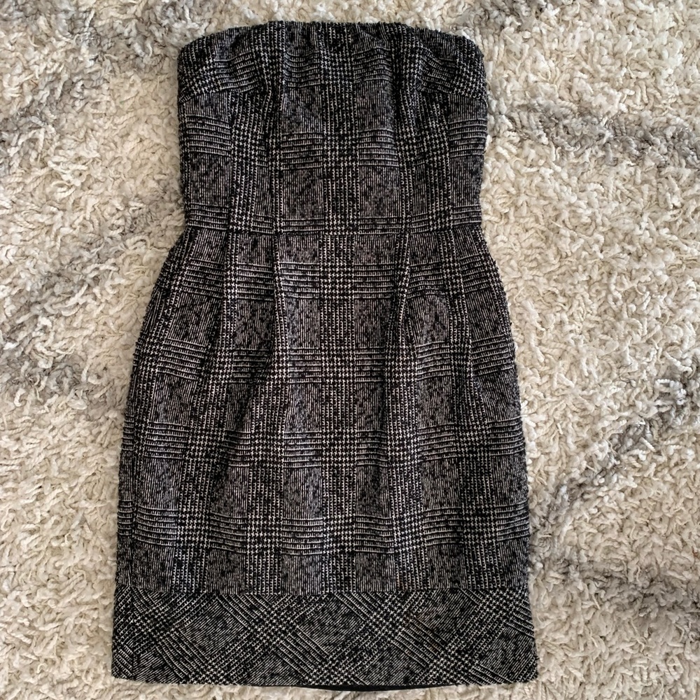 Express Strapless Plaid Wool Blend Dress